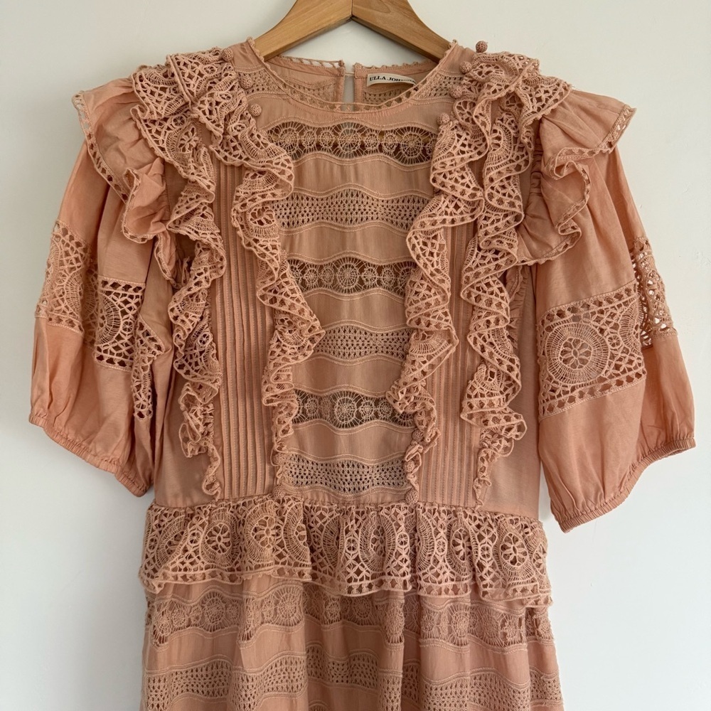 Ulla Johnson Guinivere Crochet-Trimmed Broderie Anglaise Cotton-Blend Maxi | XS - Picture 4 of 8